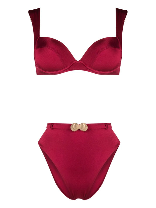 Shell-Charm Detail Bikini Set