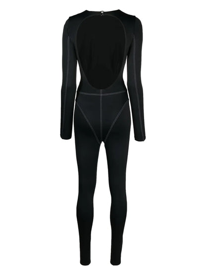 Contrasting-Stitch Swim Suit