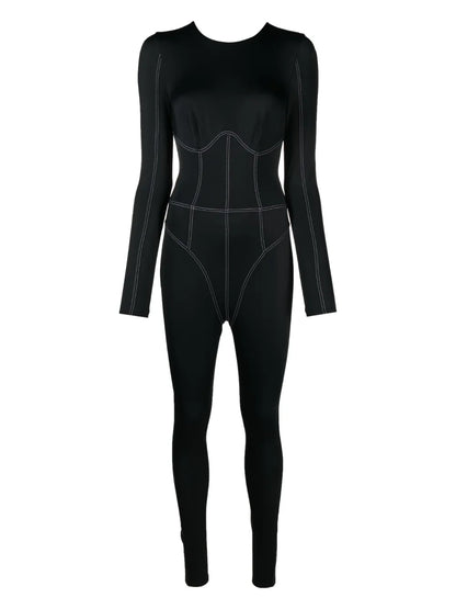 Contrasting-Stitch Swim Suit