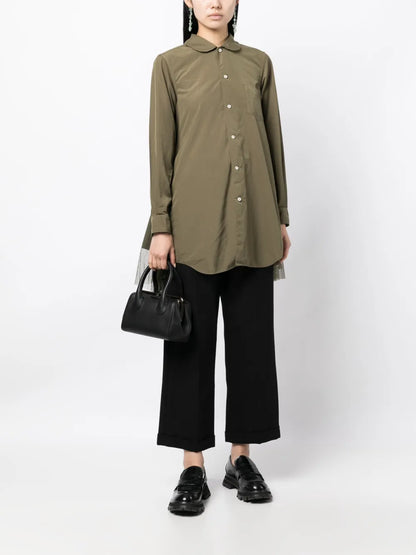 Tulle-Panel Asymmetric Shirt