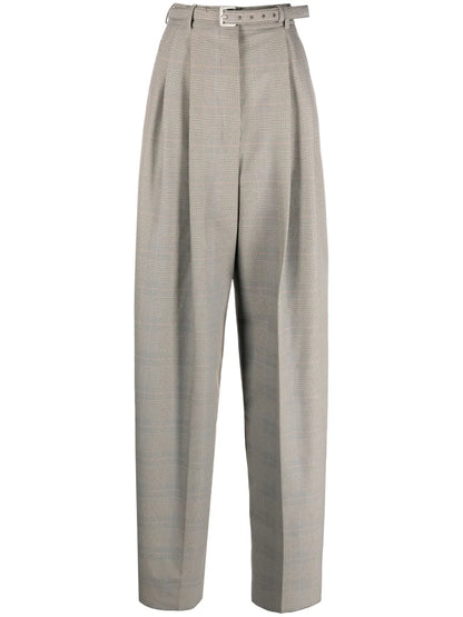 Glen Plaid Wide-Leg Trousers