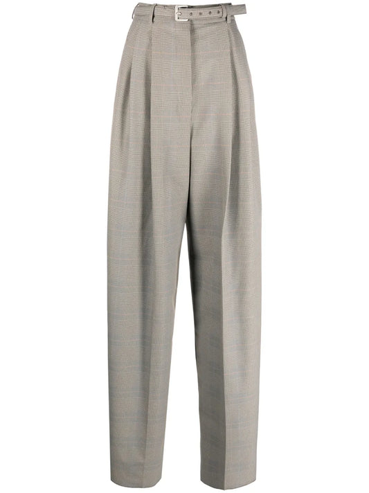 Glen Plaid Wide-Leg Trousers