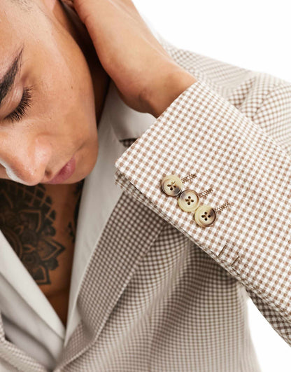 Micro Check Seersucker Suit Jacket