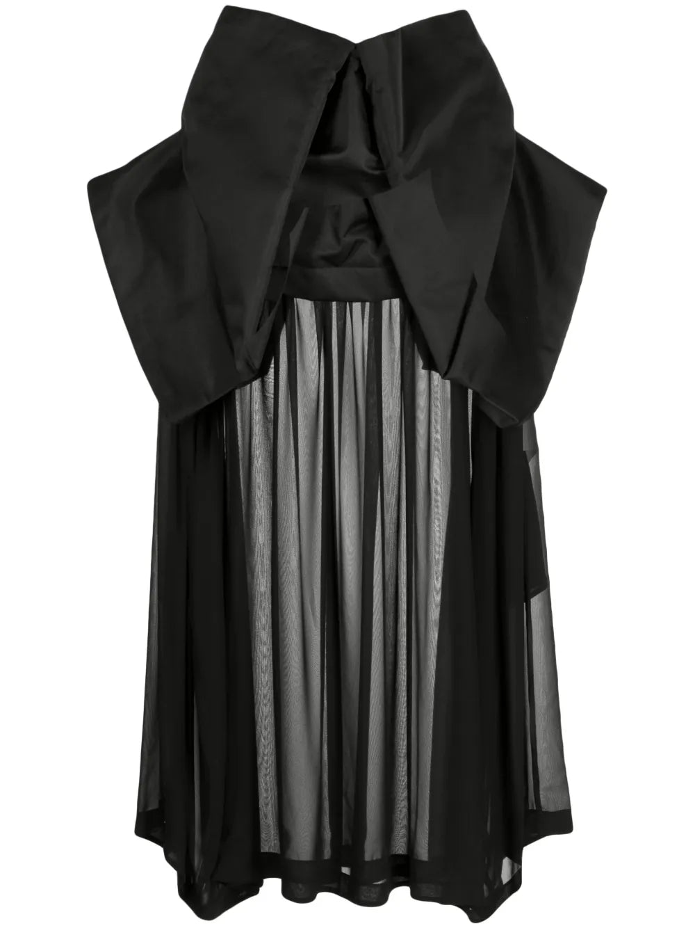 Folded-Detailing Sheer-Underlayer Dress