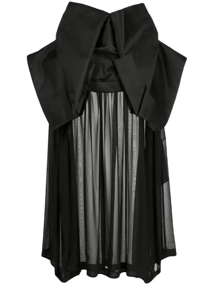 Folded-Detailing Sheer-Underlayer Dress