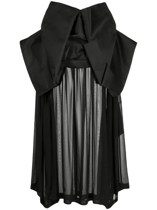 Folded-Detailing Sheer-Underlayer Dress