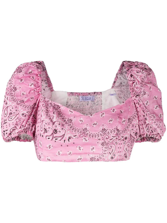 Delia Graphic-Print Cropped Top