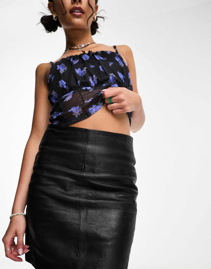 Real Leather Mini Skirt