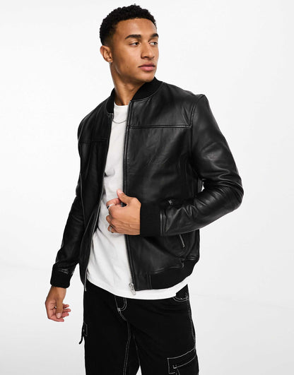 Dio-Washington Real Leather Bomber Jacket