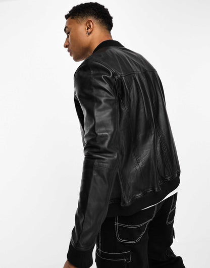 Dio-Washington Real Leather Bomber Jacket