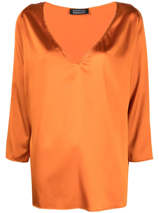 Nathalie V-Neck Silk Blouse