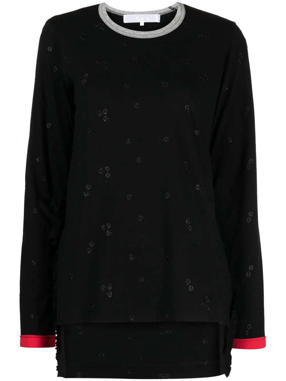 Floral-Embroidery Cotton T-Shirt