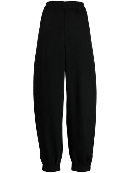 Elasticated-Waist Wool High-Waist Trousers