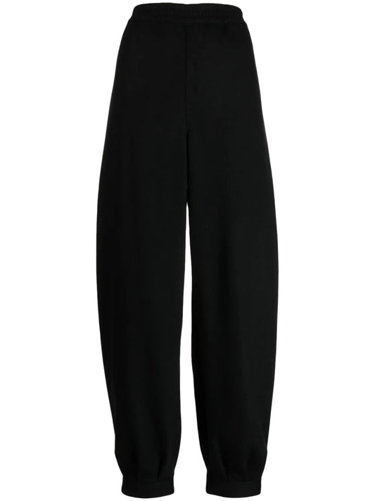 Elasticated-Waist Wool High-Waist Trousers