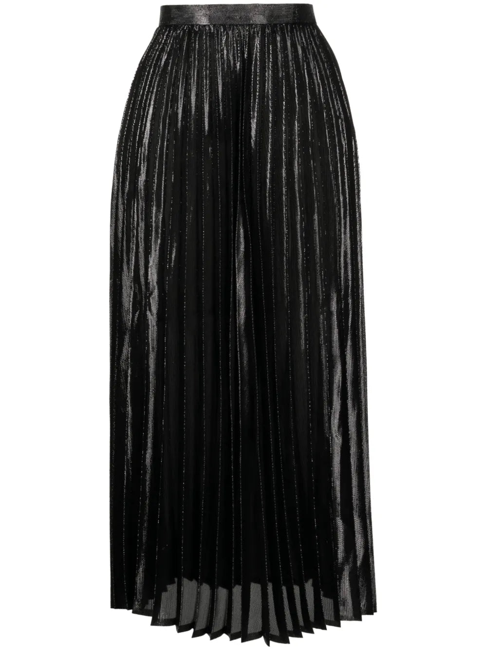 Metallic-Threading Pleated Skirt