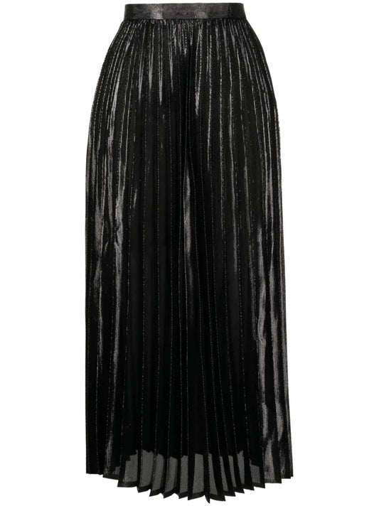 Metallic-Threading Pleated Skirt