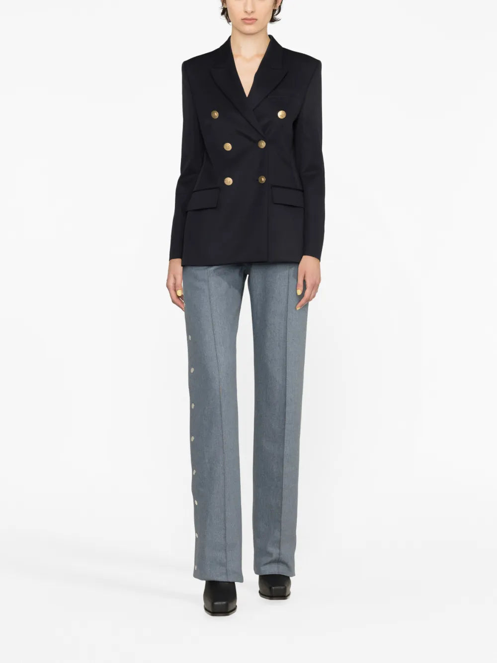Double-Breasted Peak-Lapel Blazer