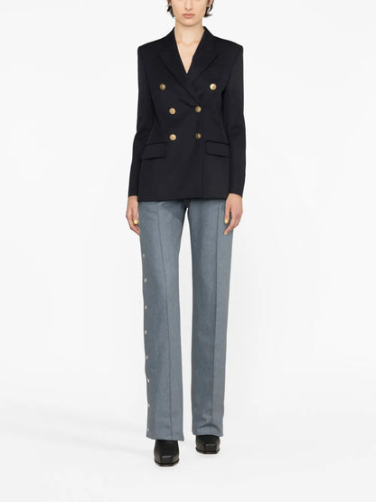 Double-Breasted Peak-Lapel Blazer