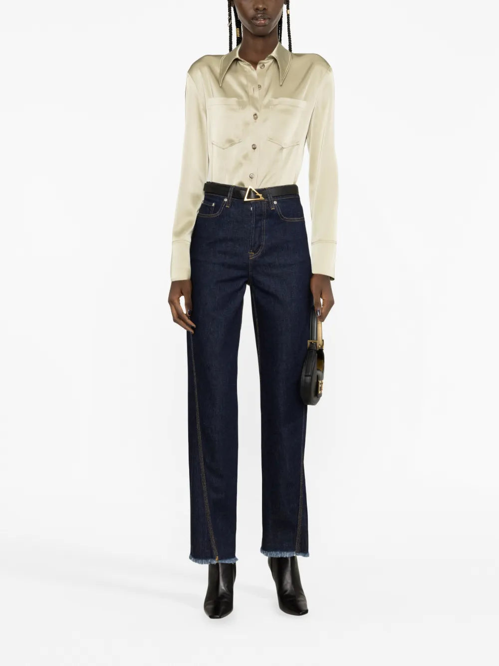 Frayed-Edge Straight-Leg Jeans