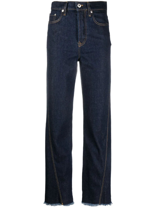 Frayed-Edge Straight-Leg Jeans