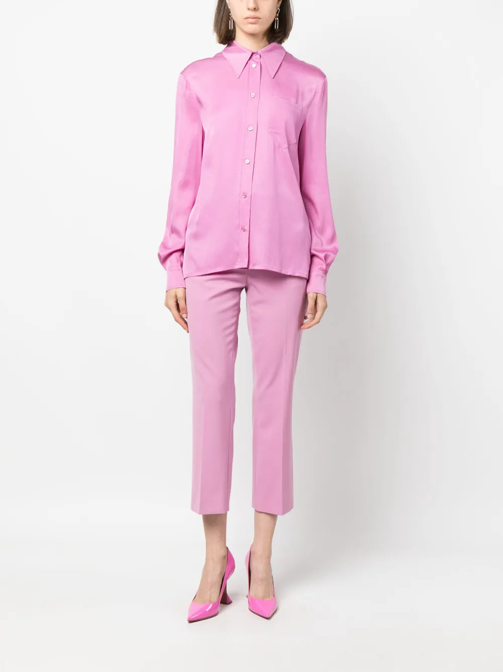 Virgin Wool-Blend Cropped Trousers