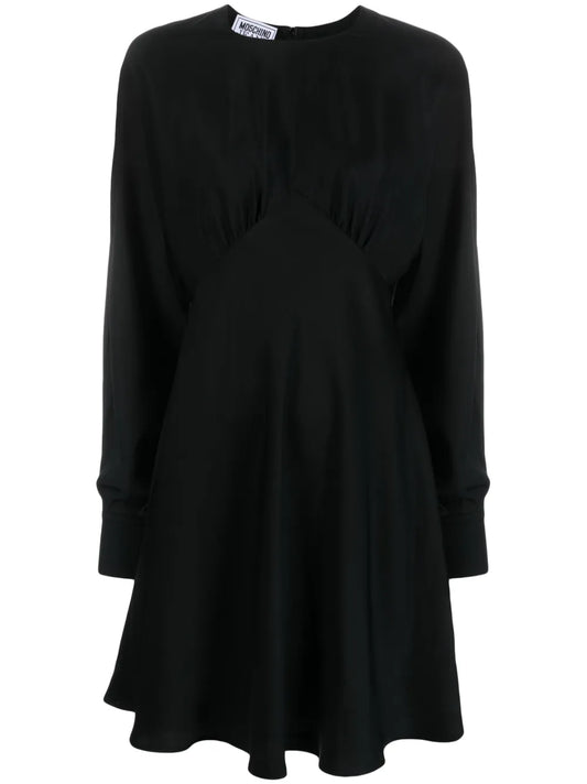 Satin Poet-Sleeve Midi Dress