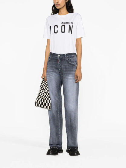 Straight-Leg Stonewashed Jeans