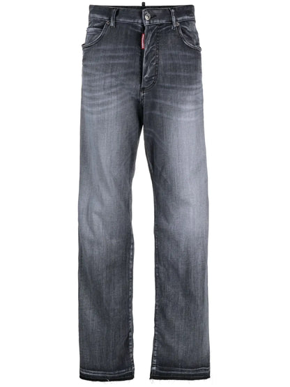Straight-Leg Stonewashed Jeans