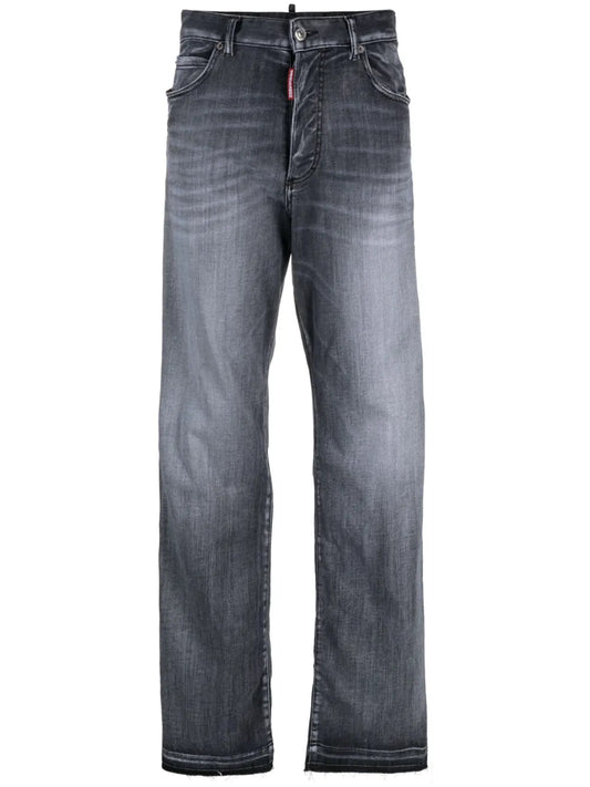 Straight-Leg Stonewashed Jeans