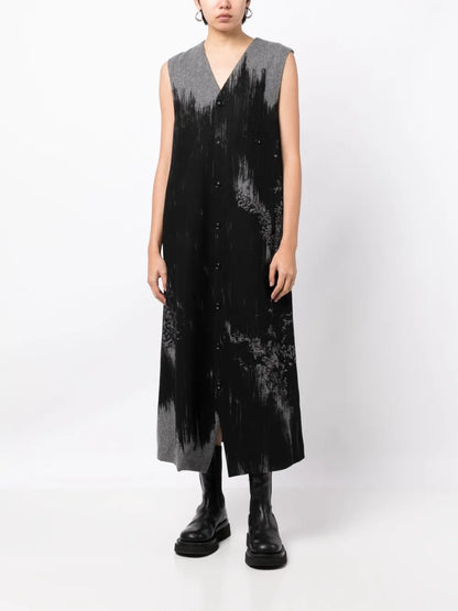 Abstract-Print Wool-Blend Dress