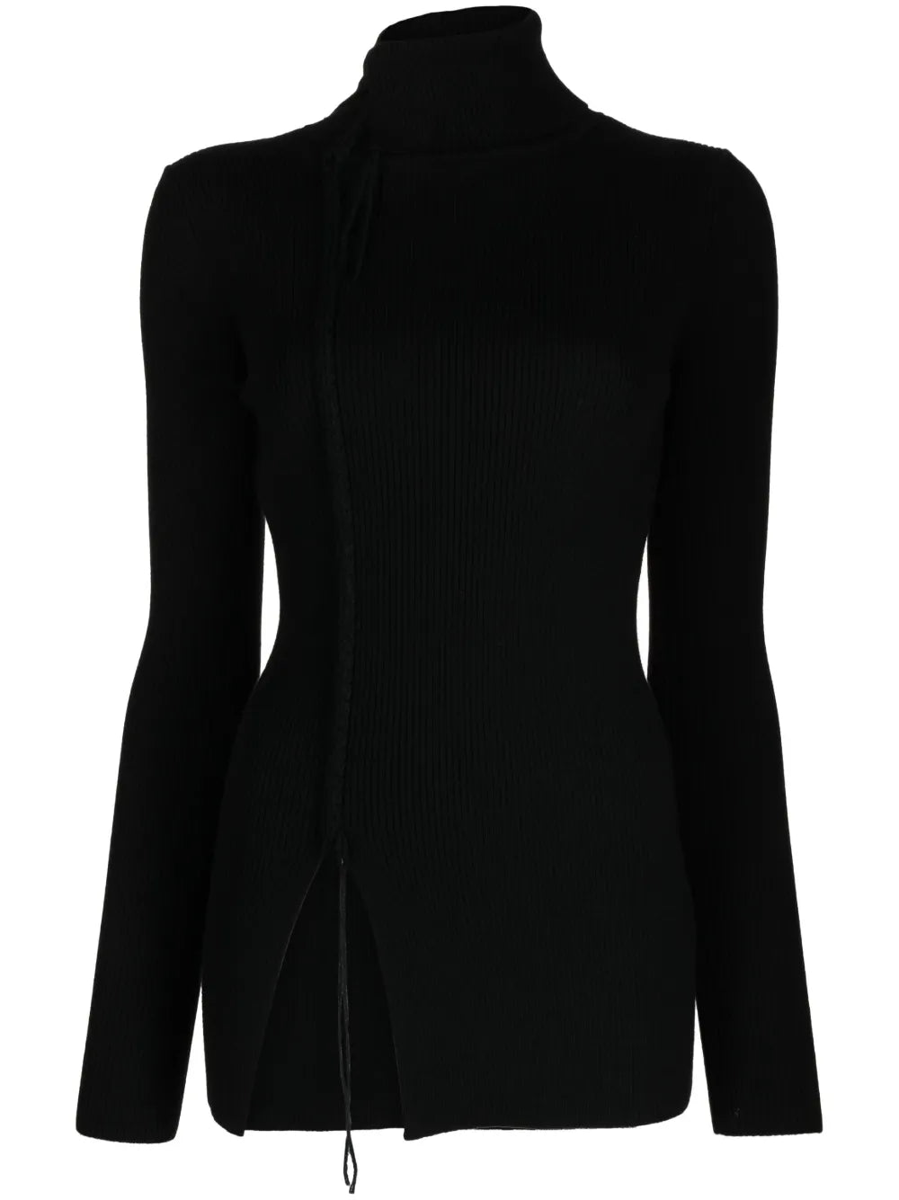 Front-Slit Wool Knitted Top