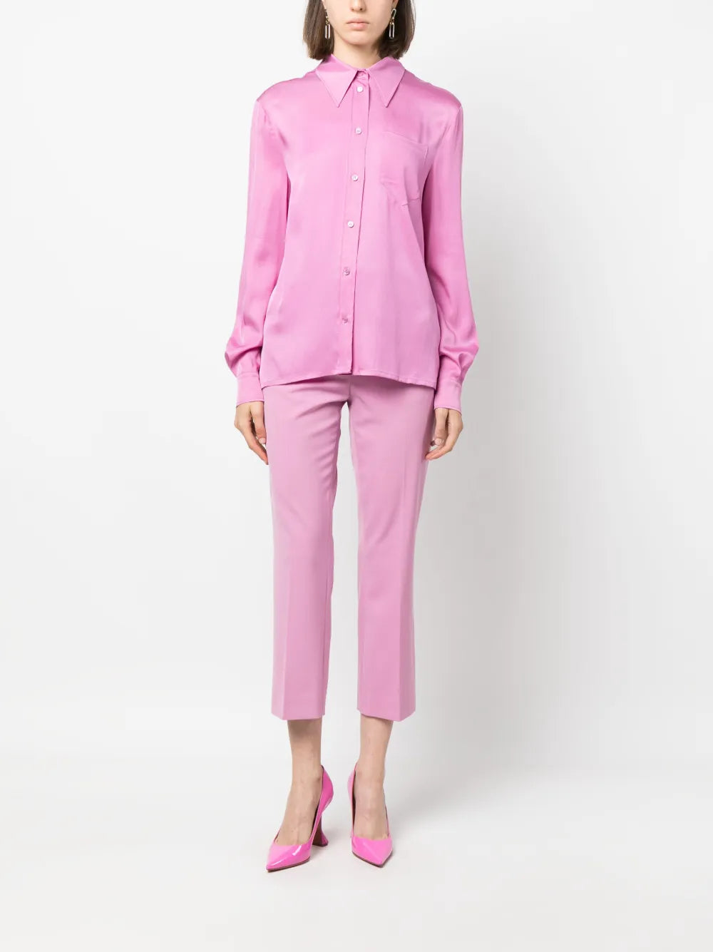 Pointed-Collar Poet-Sleeve Shirt