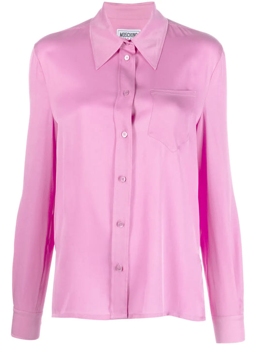 Pointed-Collar Poet-Sleeve Shirt