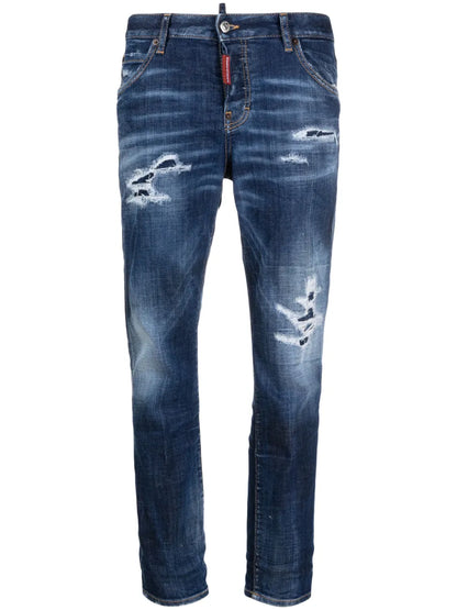 Mid-Rise Distressed Skinny Jeans