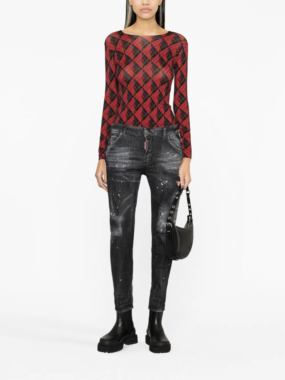 Low-Rise Distressed Skinny Jeans