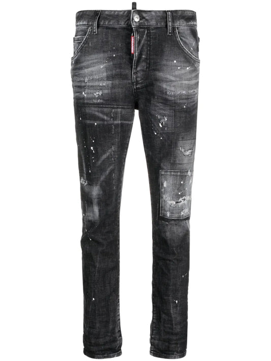 Low-Rise Distressed Skinny Jeans