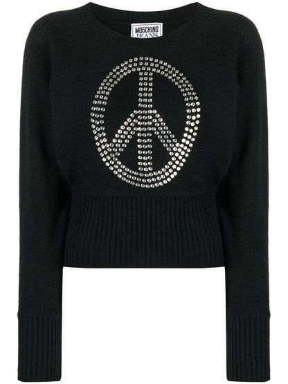 Studded Peace Symbol Sweater