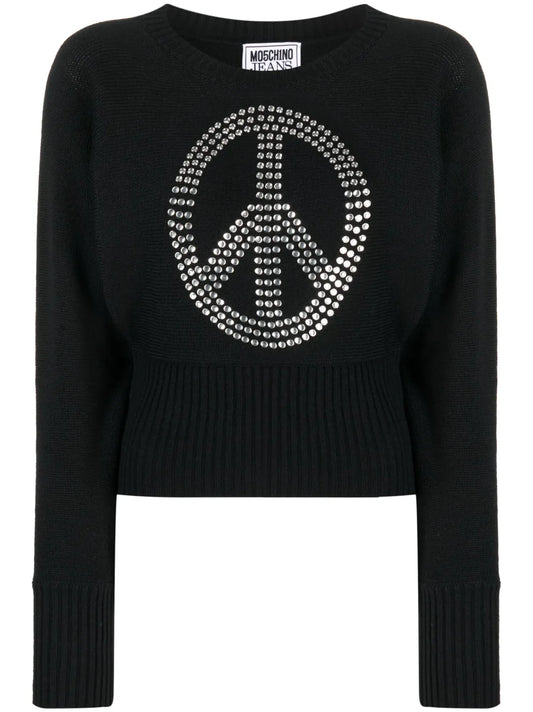 Studded Peace Symbol Sweater