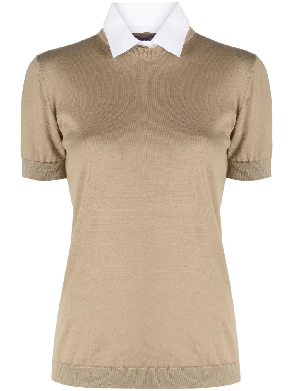 Pointed-Collar Layered Fine-Knit Jumper