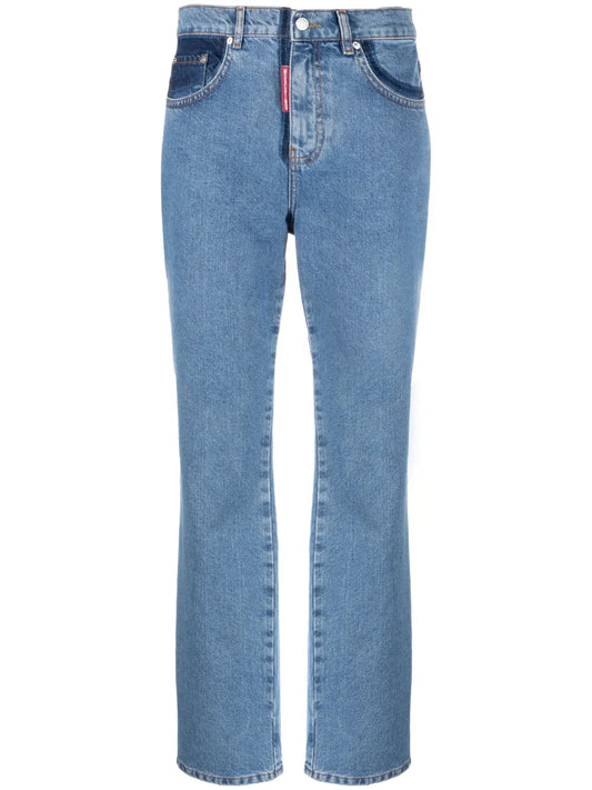 Two-Tone Straight-Leg Jeans