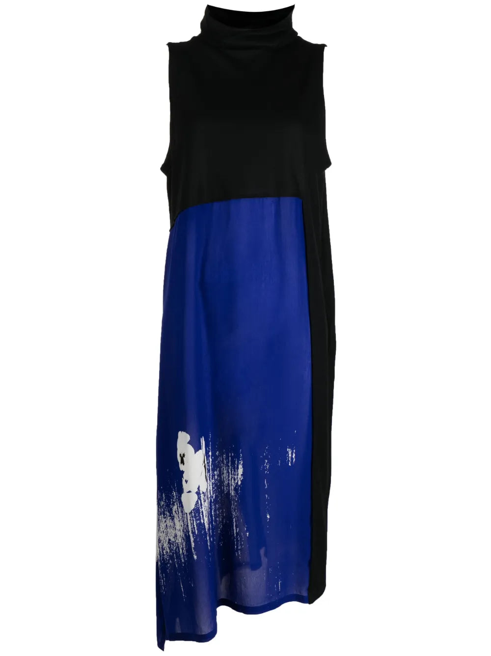 Blurred Pansy-Print Midi Dress