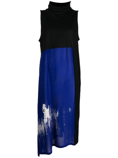 Blurred Pansy-Print Midi Dress