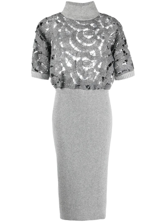 Guipure-Lace Knit Dress
