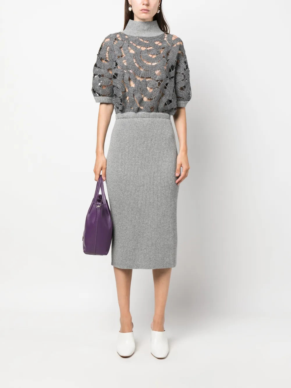 Guipure-Lace Knit Dress