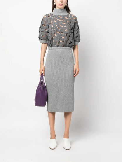 Guipure-Lace Knit Dress