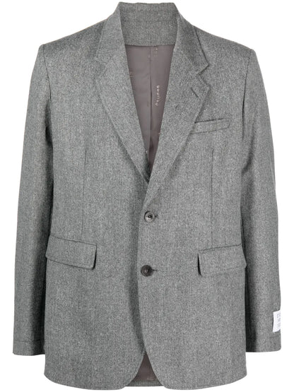 Plane Fannel Single-Breasted Blazer