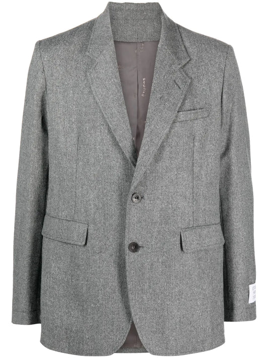 Plane Fannel Single-Breasted Blazer