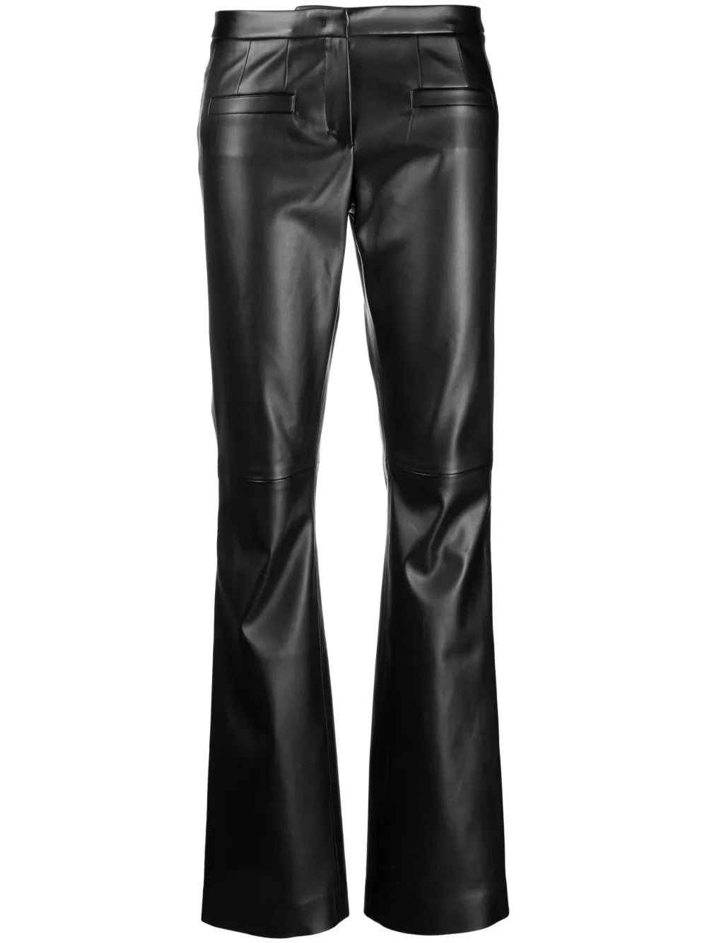 Mid-Rise Faux-Leather Flared Trousers