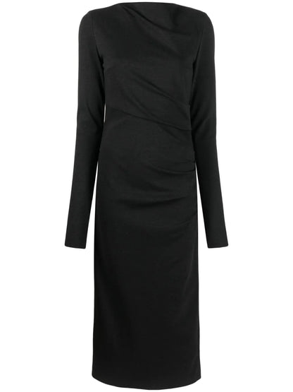 Gathered Cut-Out Midi Dress