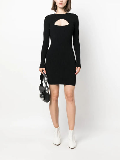 Cut-Out Detail Long-Sleeve Minidress
